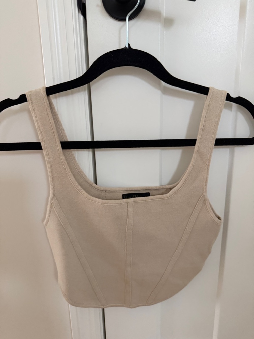 House of Harlow 1960 Beige Square-Neck Crop Top